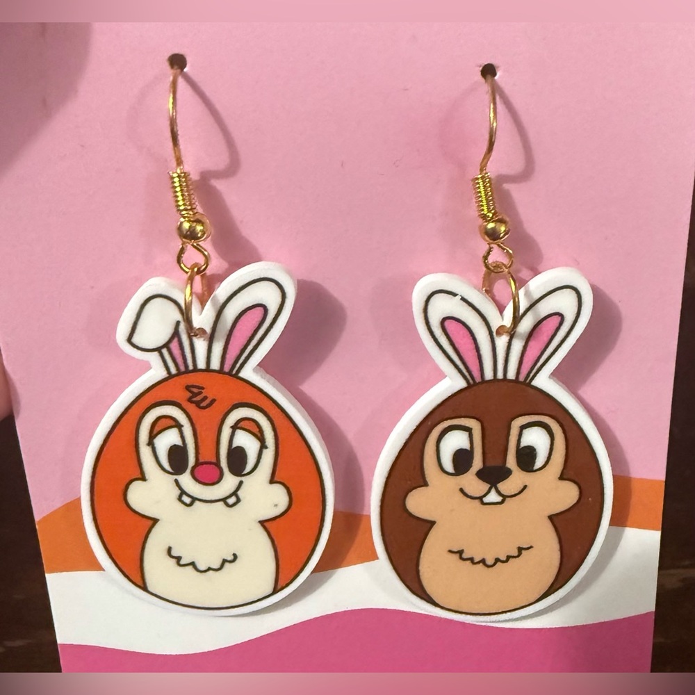 Cute Bunny Earrings with Gold Hooks
